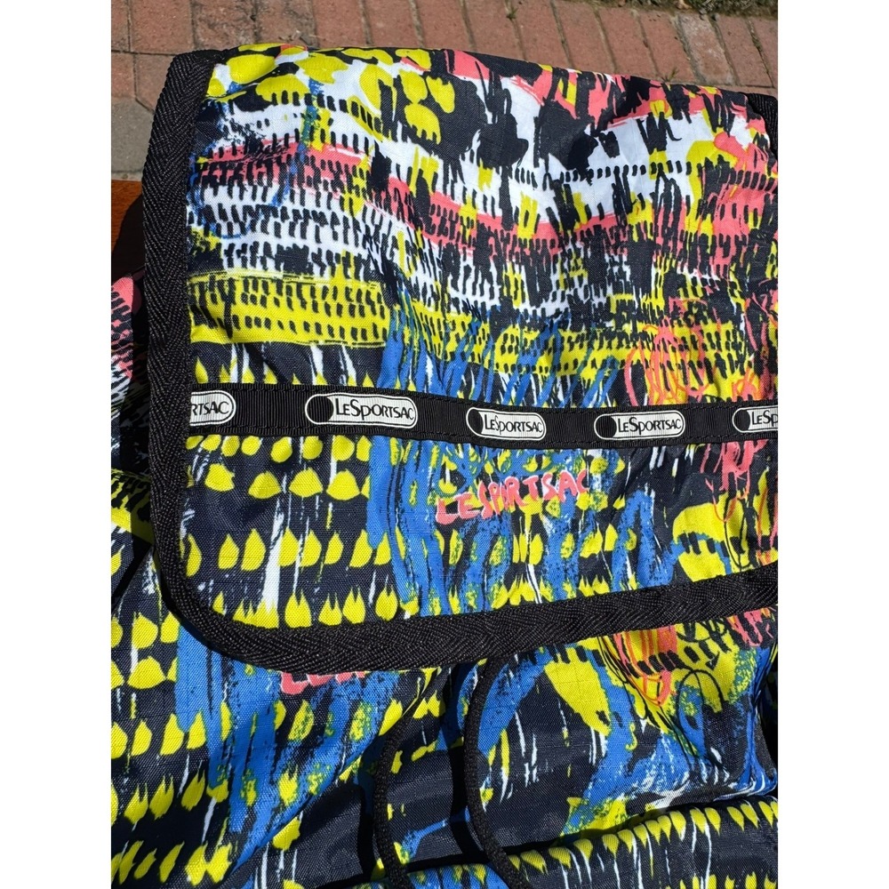 LeSportsac Multicolor Graffiti Print Backpack - Yellow Blue Pink Black - Picture 3 of 6